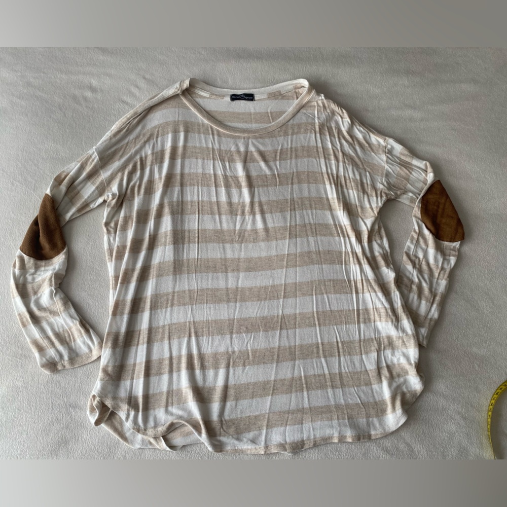 Market and Spruce Tan Striped Shirt Sz M